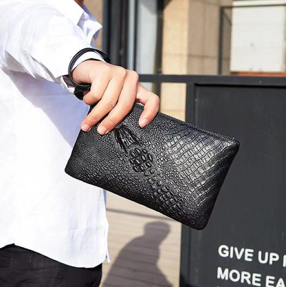 Pochette Noir en Simili Cuir Crocodile