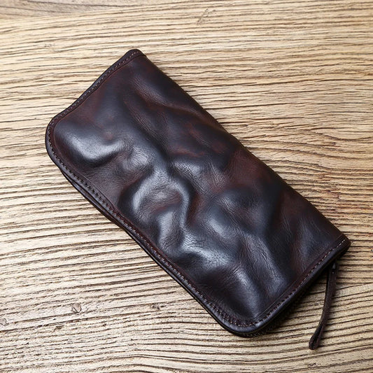 Pochette Longue en Cuir Végétal Vintage