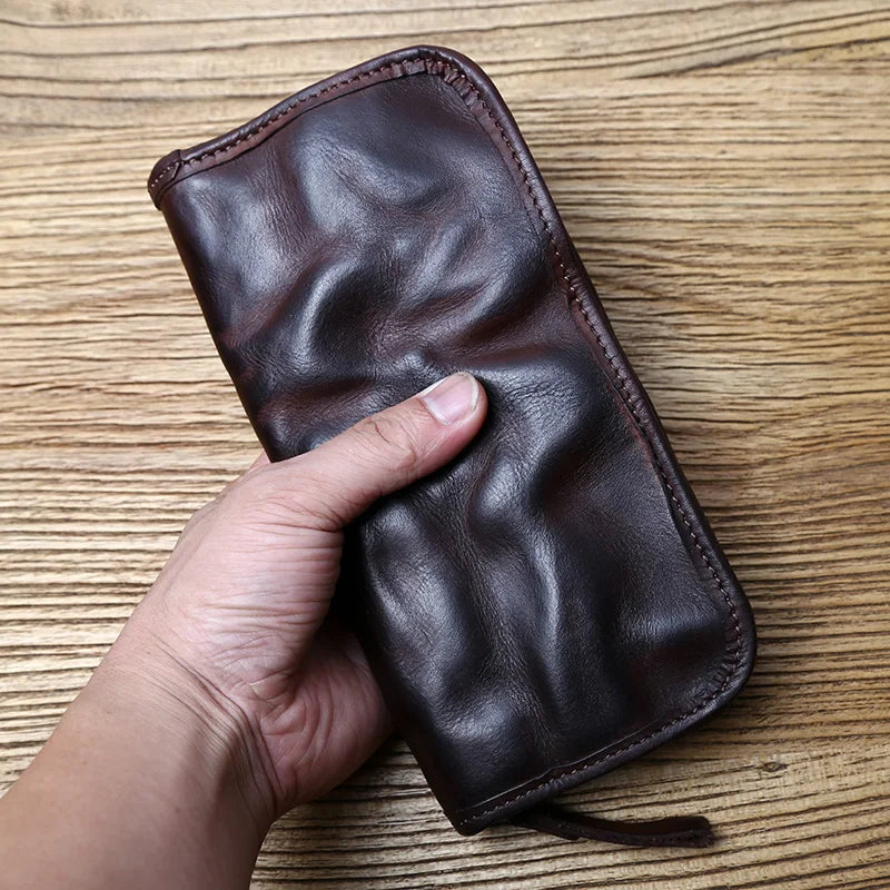 Pochette Longue en Cuir Végétal Vintage