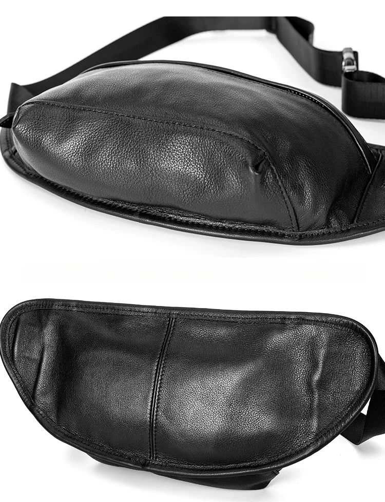 Sac Banane en Cuir Véritable Noir