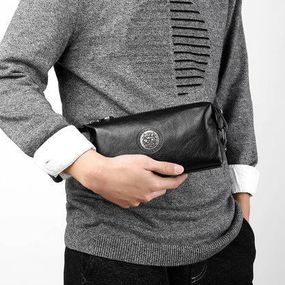 Pochette Noir en Cuir Élégant avec Motif Gravé