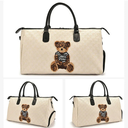 Sac de Voyage Tendance avec Motif Ours en Tissu Premium