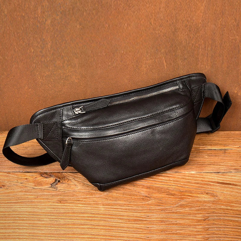 Sac Banane en Cuir Véritable Noir