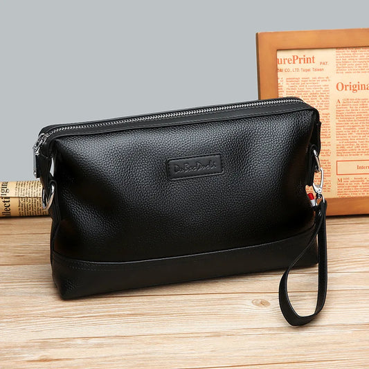 Pochette Homme Noir Élégante en Cuir